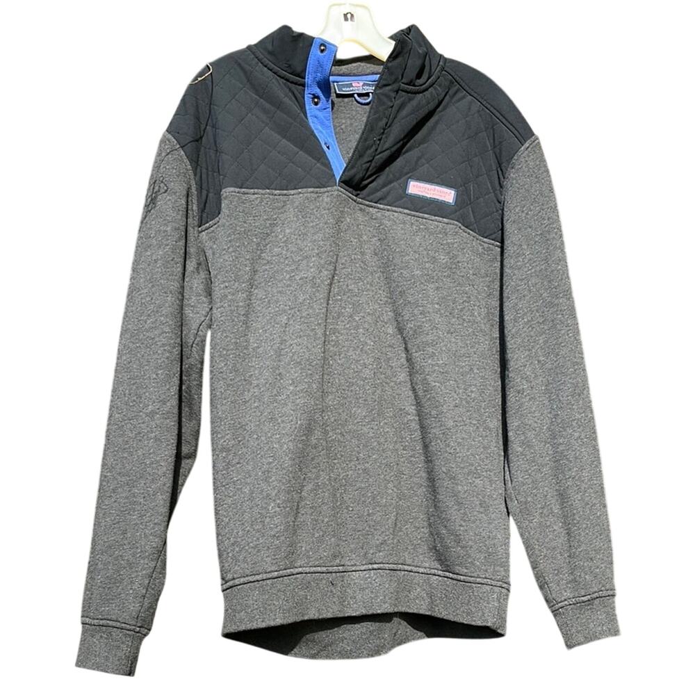 Vineyard Vines Black and Gray Quilted Pullover